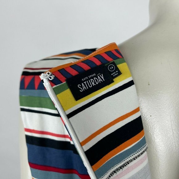 Kate Spade Saturday Stripe Sheath Dress Stretch Cotton Blend Multicolor Women 14 - Picture 7 of 16